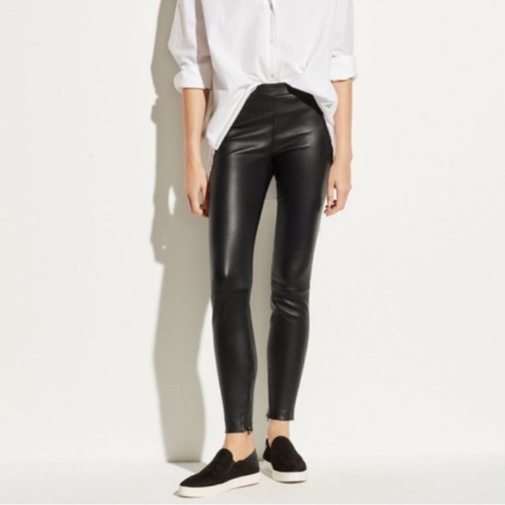 Vince Black Lamb Leather Pants Size XS